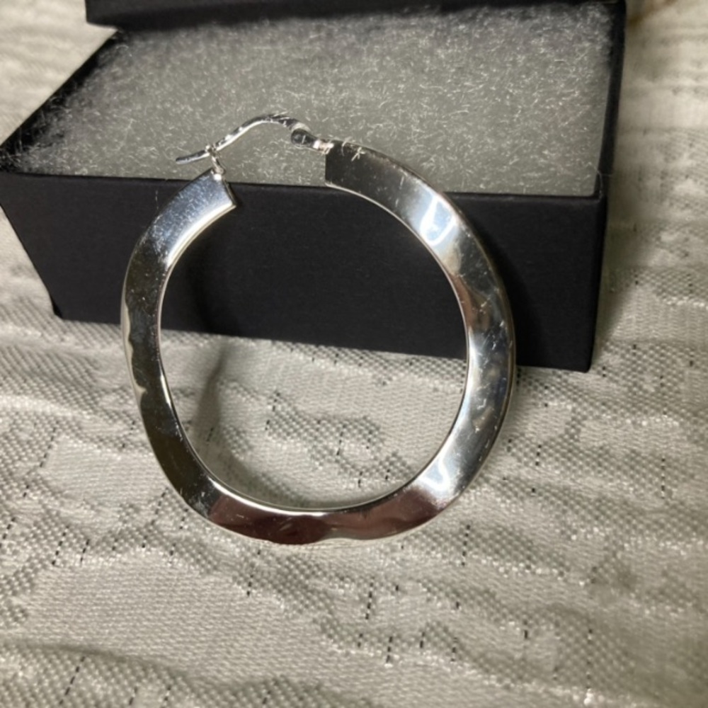 Silver Hoop Earrings - Picture 5 of 6